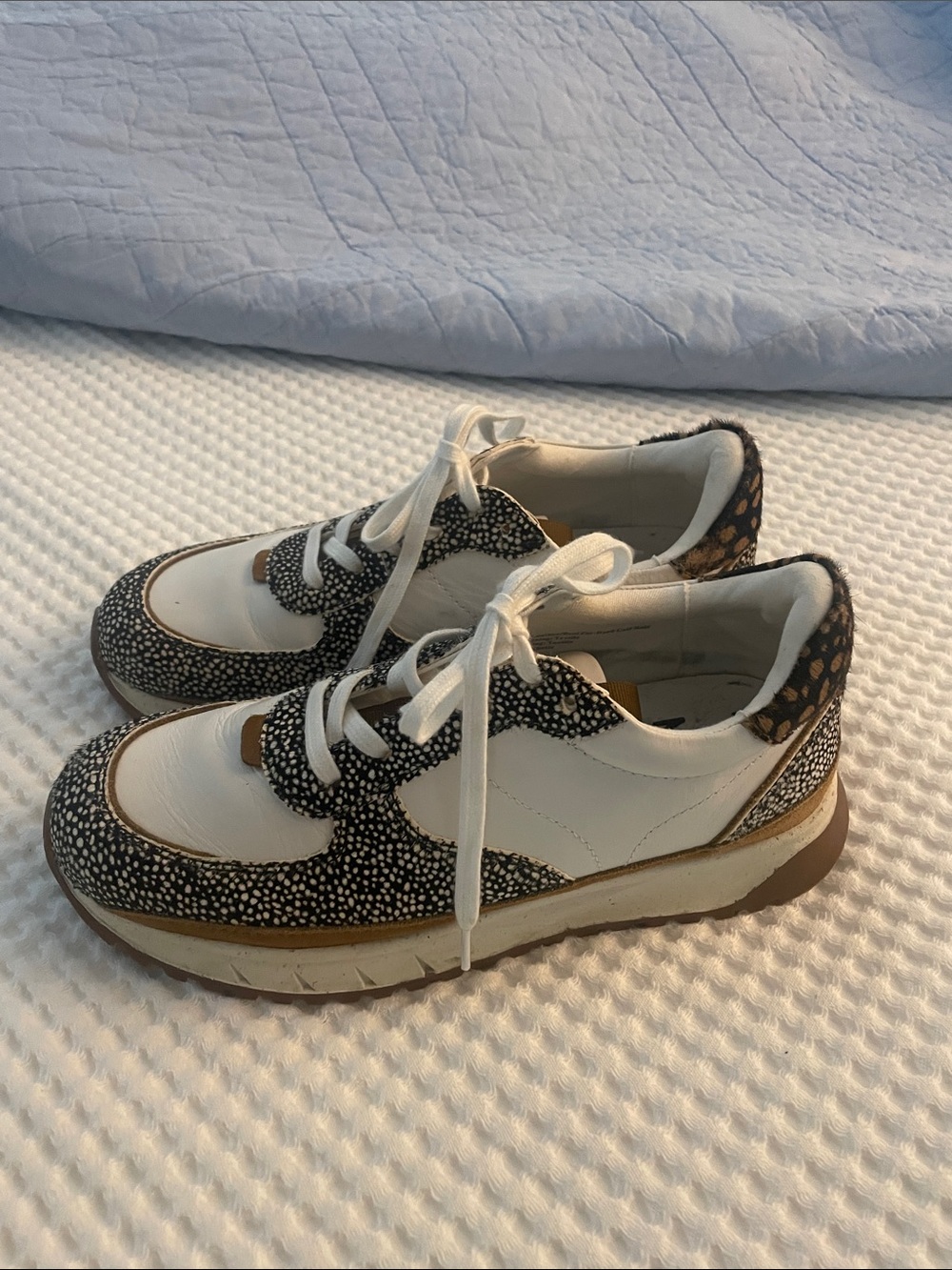 Madewell White and Black animal print Speckled Leather Sneakers